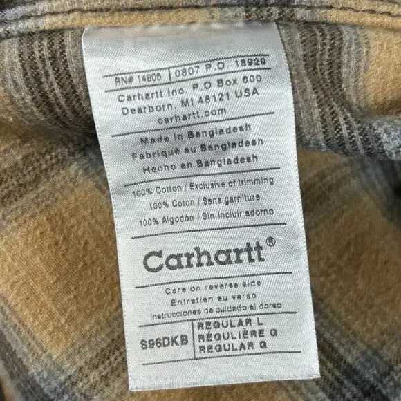 Vintage Carhartt Shirt Jacket MEN’S SIZE L S96DKB Duck Canvas Flannel Lined EUC